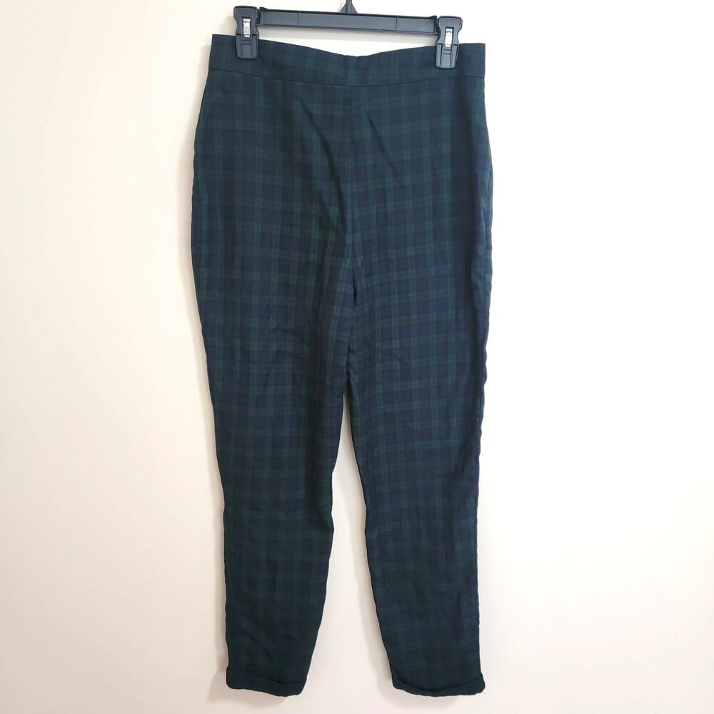 Nasty Gal Green Blue Plaid Pants Size 8